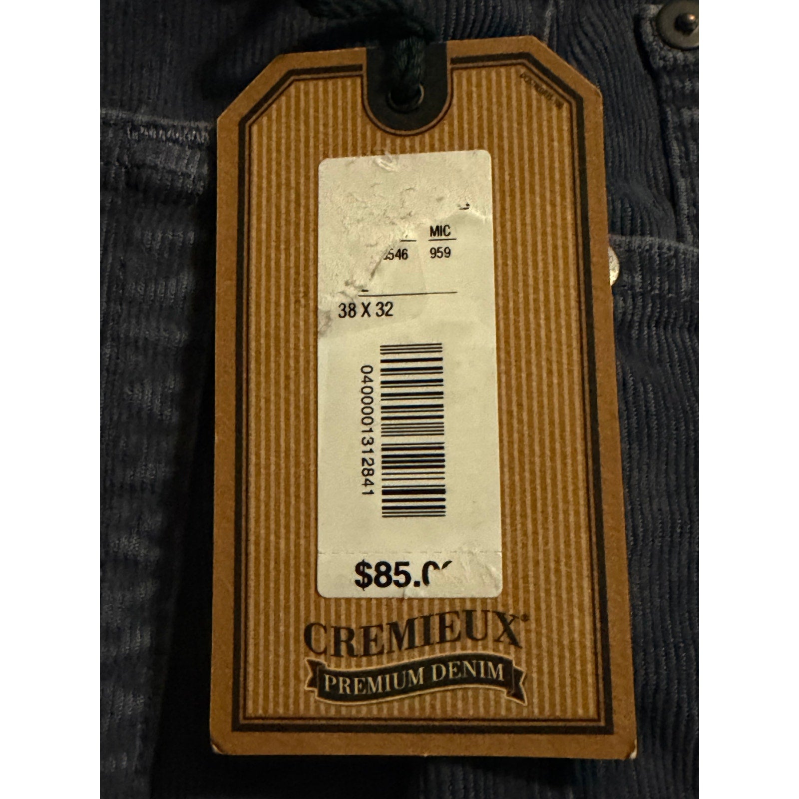 Daniel Cremieux Corduroy Pants Men's 38"x32" Straight Fit Stretch Gray