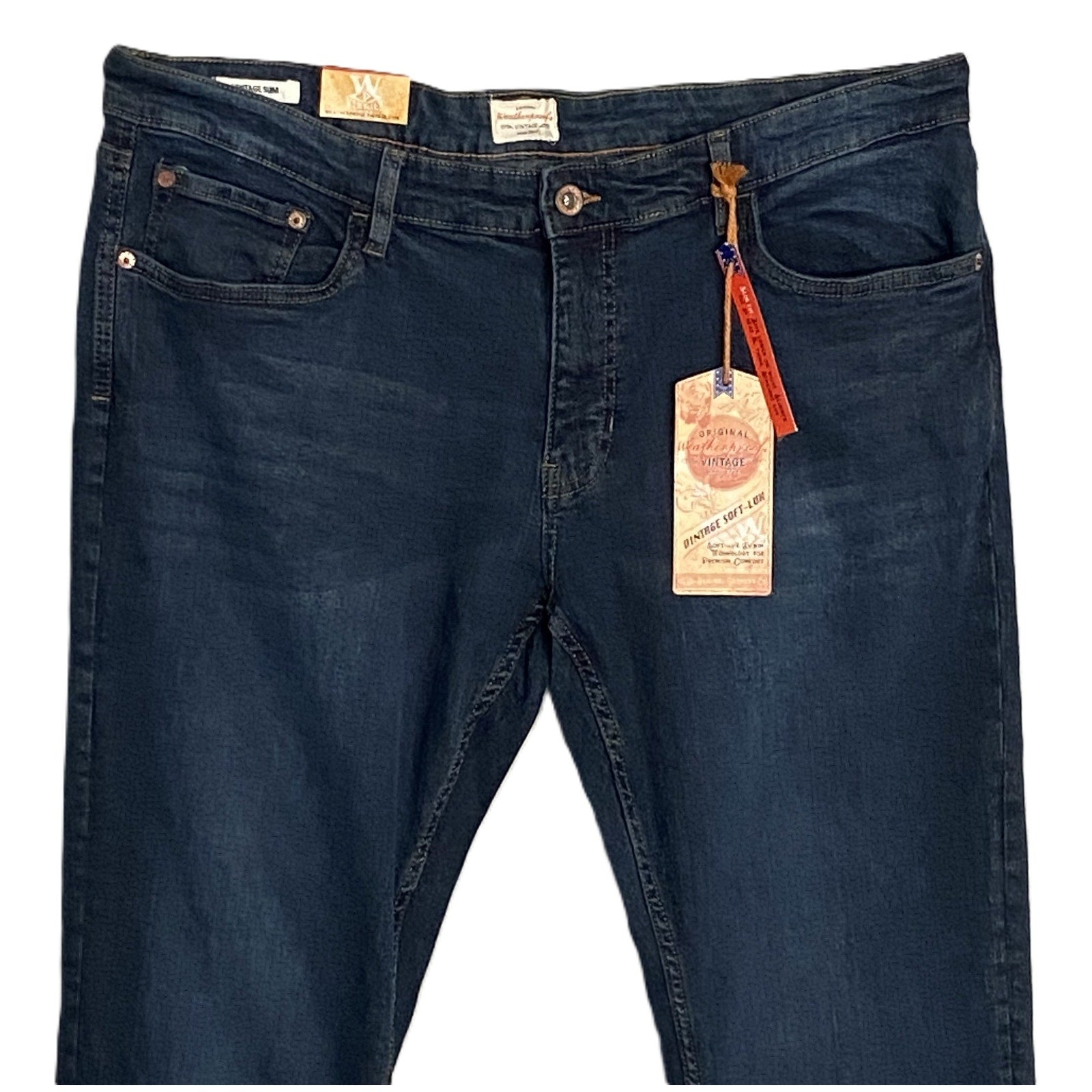 Weatherproof Vintage Men's 40x34 Slim Fit Vintage Soft-Lux Blue Denim Jeans