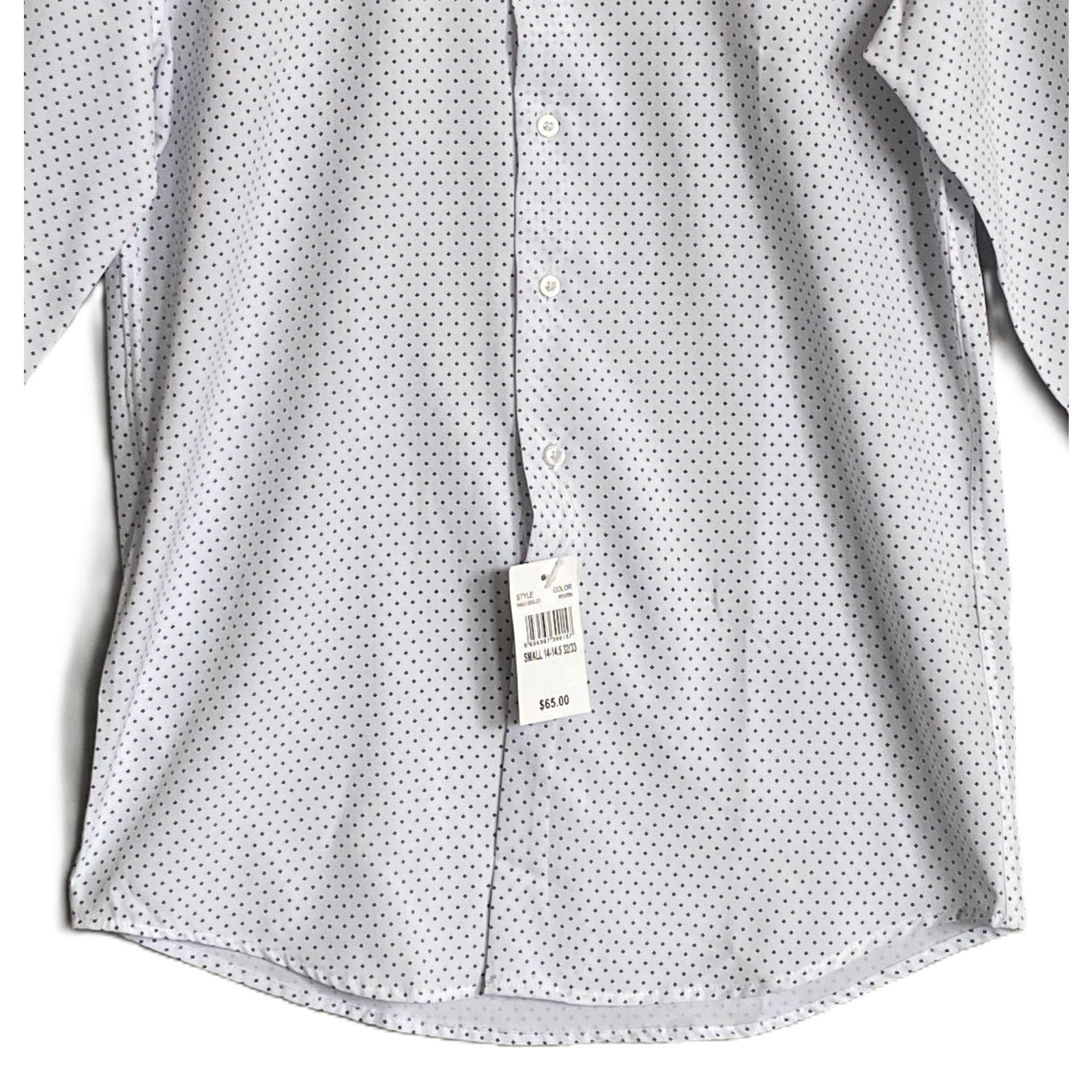 Nautica Dress Shirt Men's 14-14.5 32/33 Performance Slim Fit White Diamond