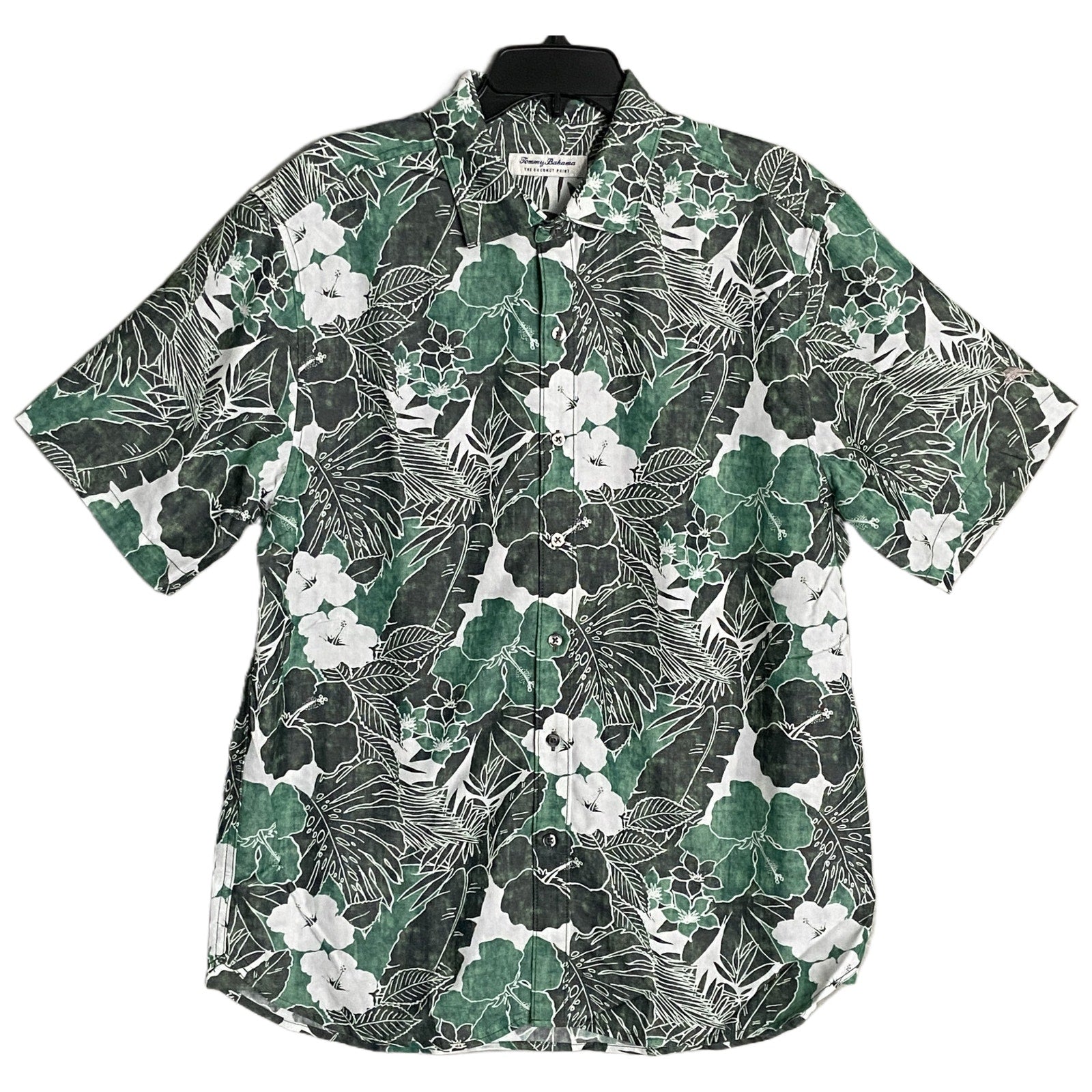 Tommy Bahama "The Coconut Point" Men's Large Shirt Floral Viridian Pine