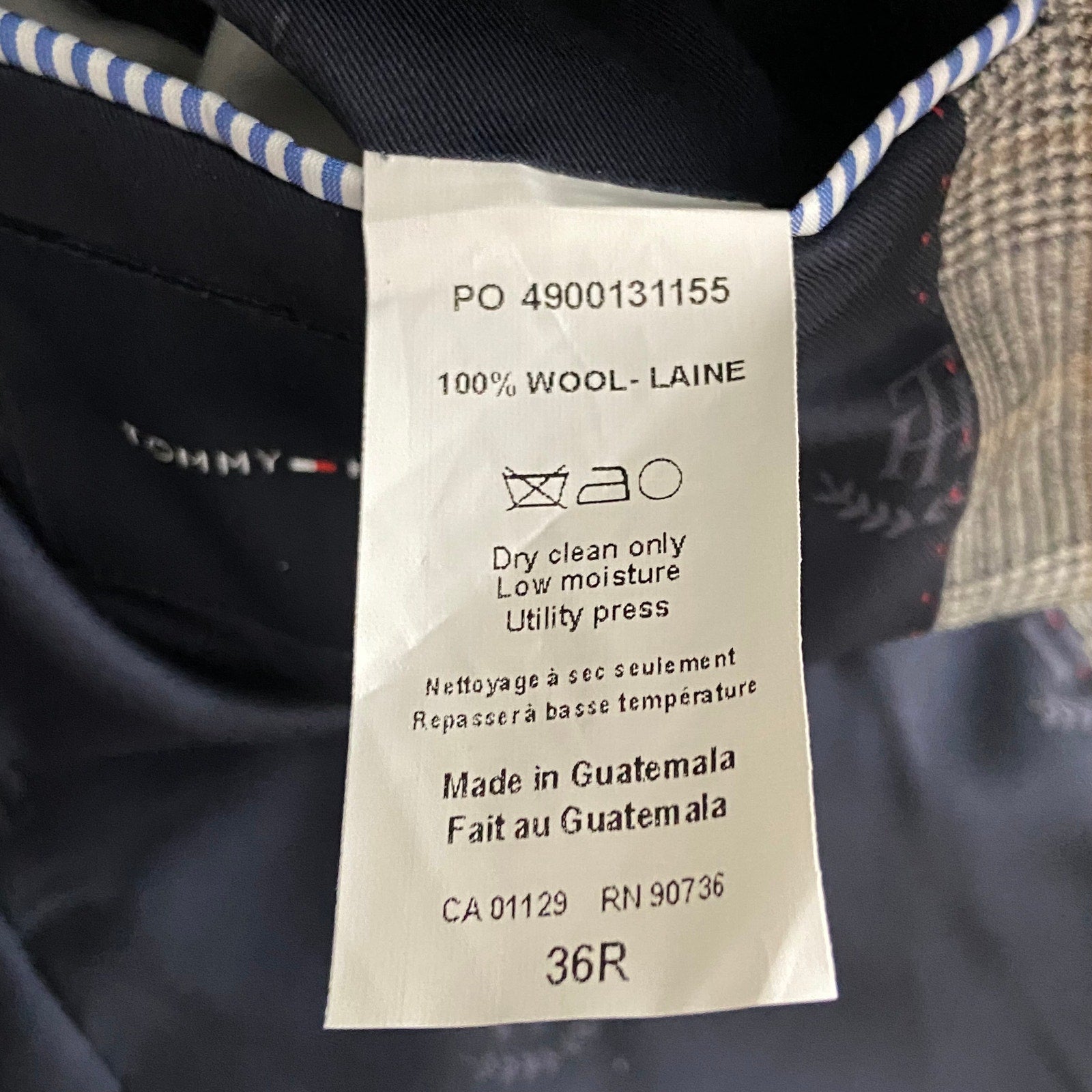 Tommy Hilfiger Men's 36 Regular Suit Jacket Modern Fit Wool Grey Camel Plaid