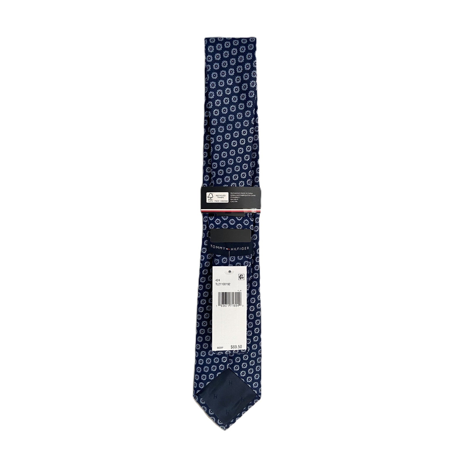 Tommy Hilfiger Men's Tie Jordan Floral Necktie Navy Blue 3" Silk Blend