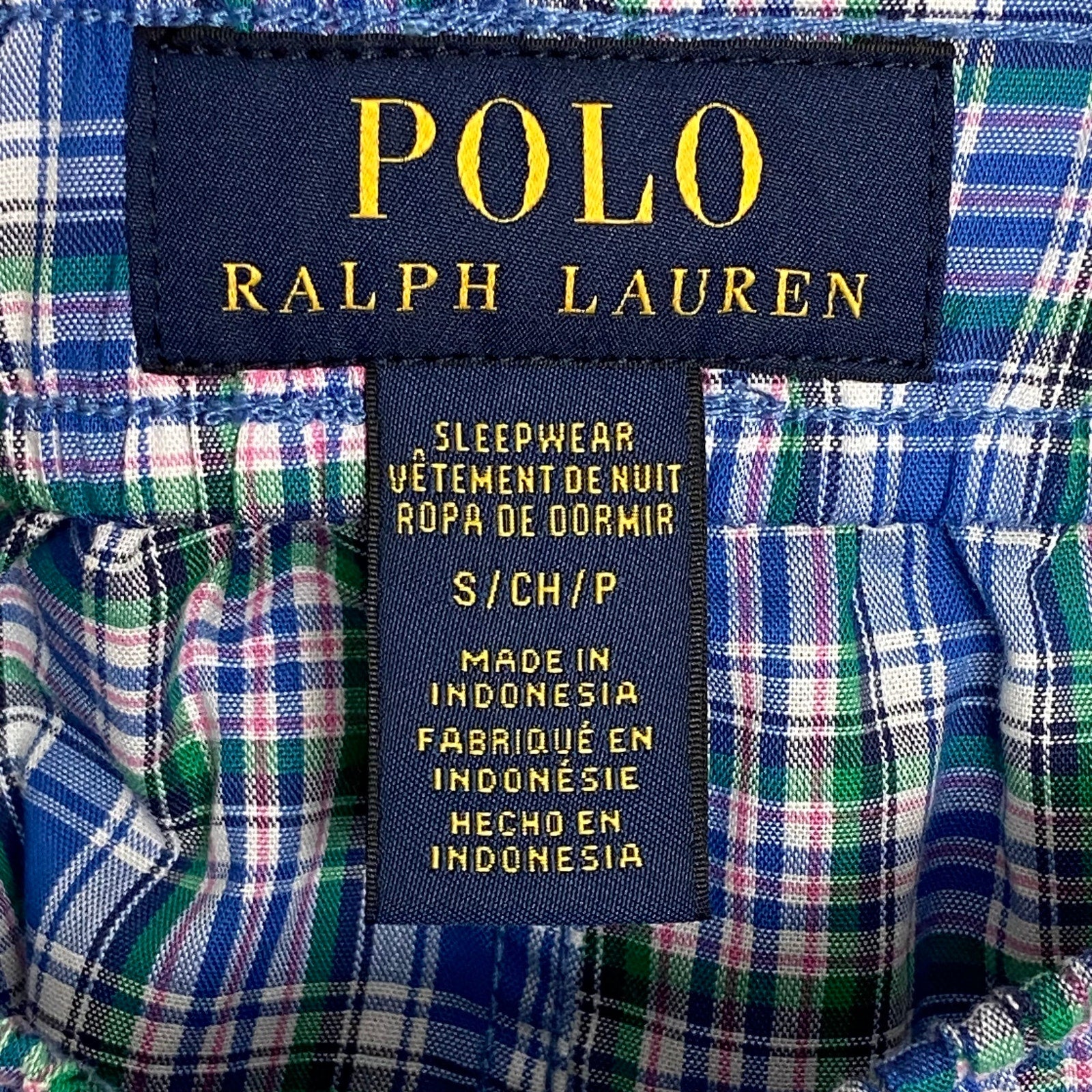 Polo Ralph Lauren Sleepwear Shorts Men's Small Blue Plaid Drawstring Waist