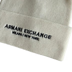 Armani Exchange Milano / New York Knit Beanie One Size Folded Cuff White