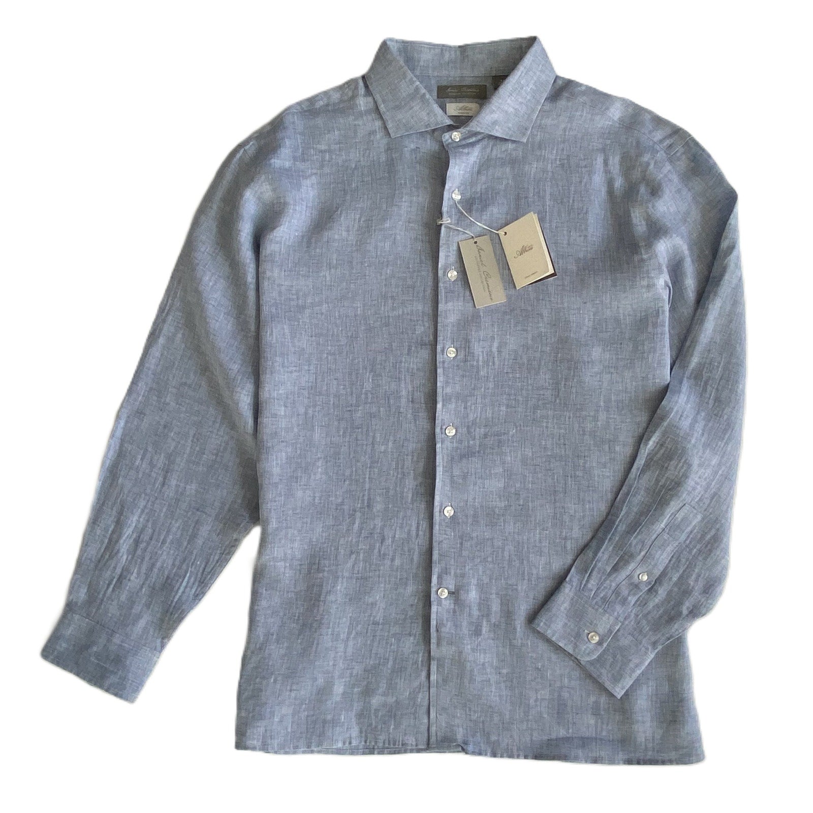 Daniel Cremieux Linen Shirt Men's XXL Signature Albini Fabrics Blue & Gray