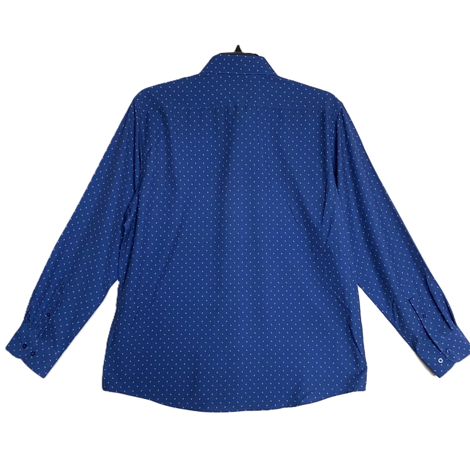 Nautica Dress Shirt Men's XL 17-17.5 34/35 Performance Slim Fit Blue Geo