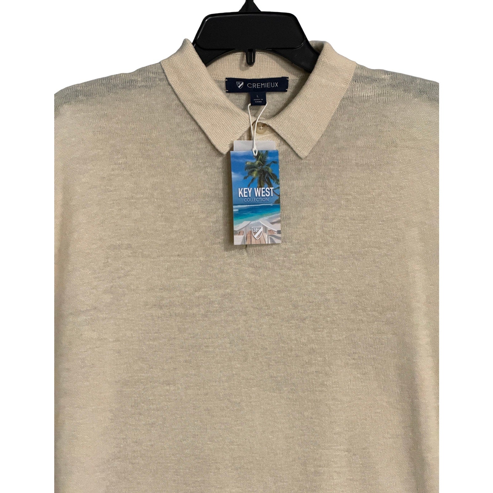 Daniel Cremieux Linen Shirt Men's Large Polo Shirt Key West Collection Beige