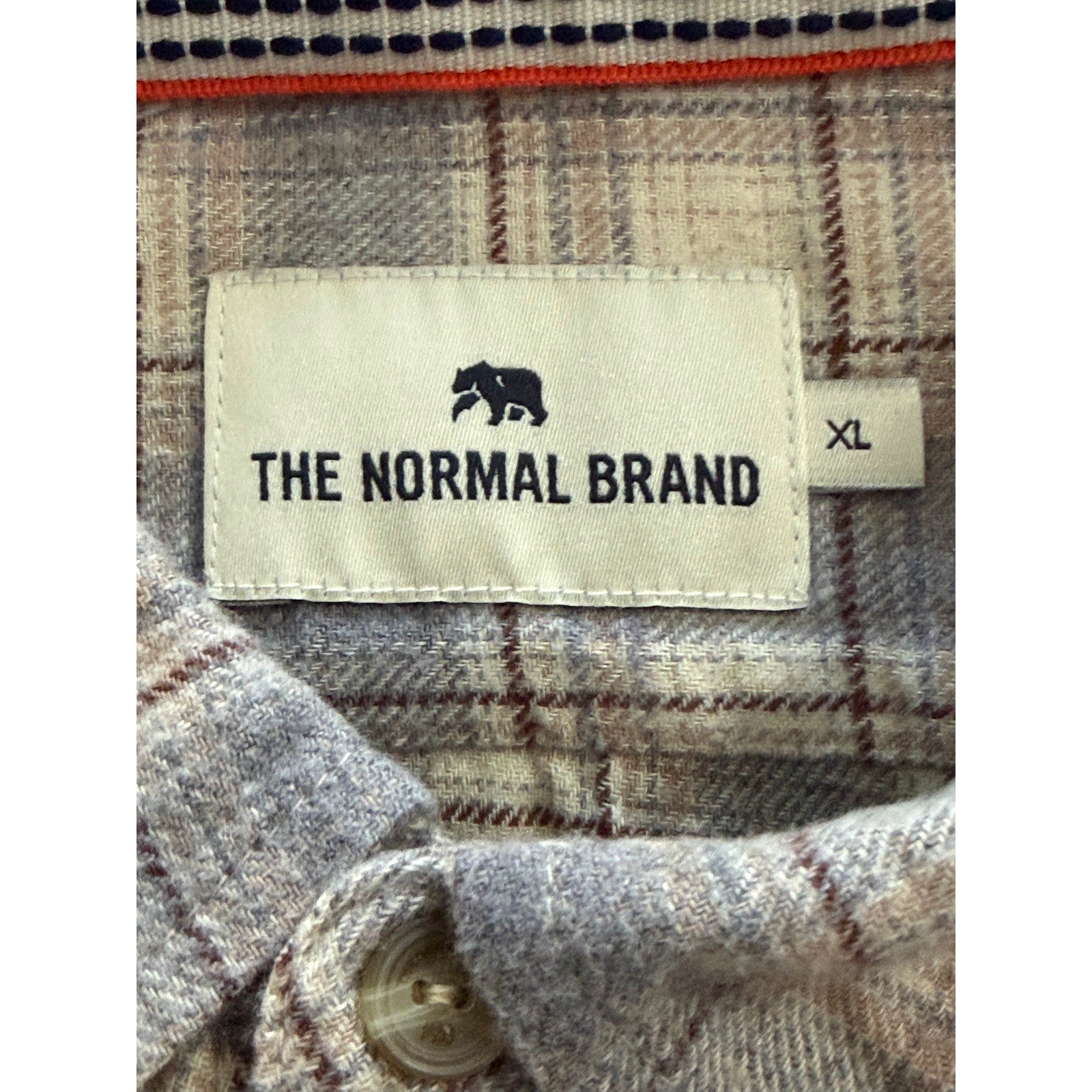 The Normal Brand Shirt Men's XL Hudson Double Brushed Flannel Cream Plaid
