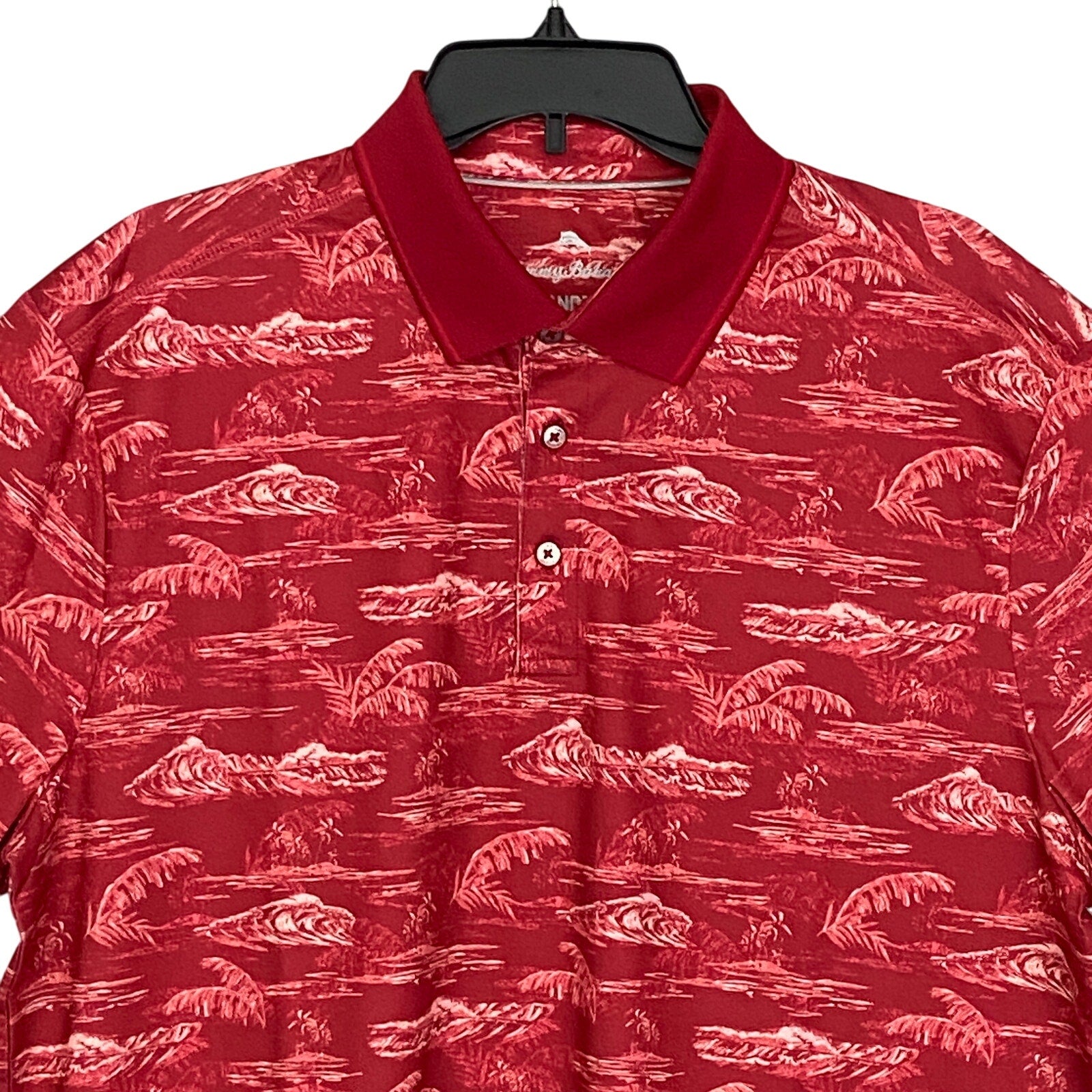 Tommy Bahama Men's Large Sport Bay View Polo Shirt Chili Pepper Red Tropical