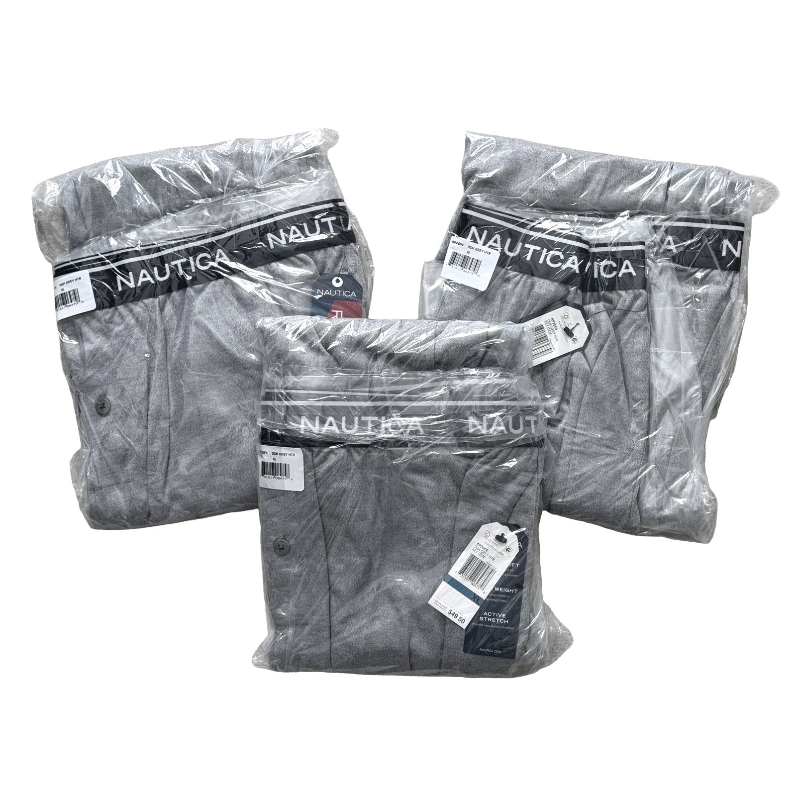 Nautica Sleep Pant Lot of 3 Men's XL RestLuxe Elastic Waist Pockets Gray