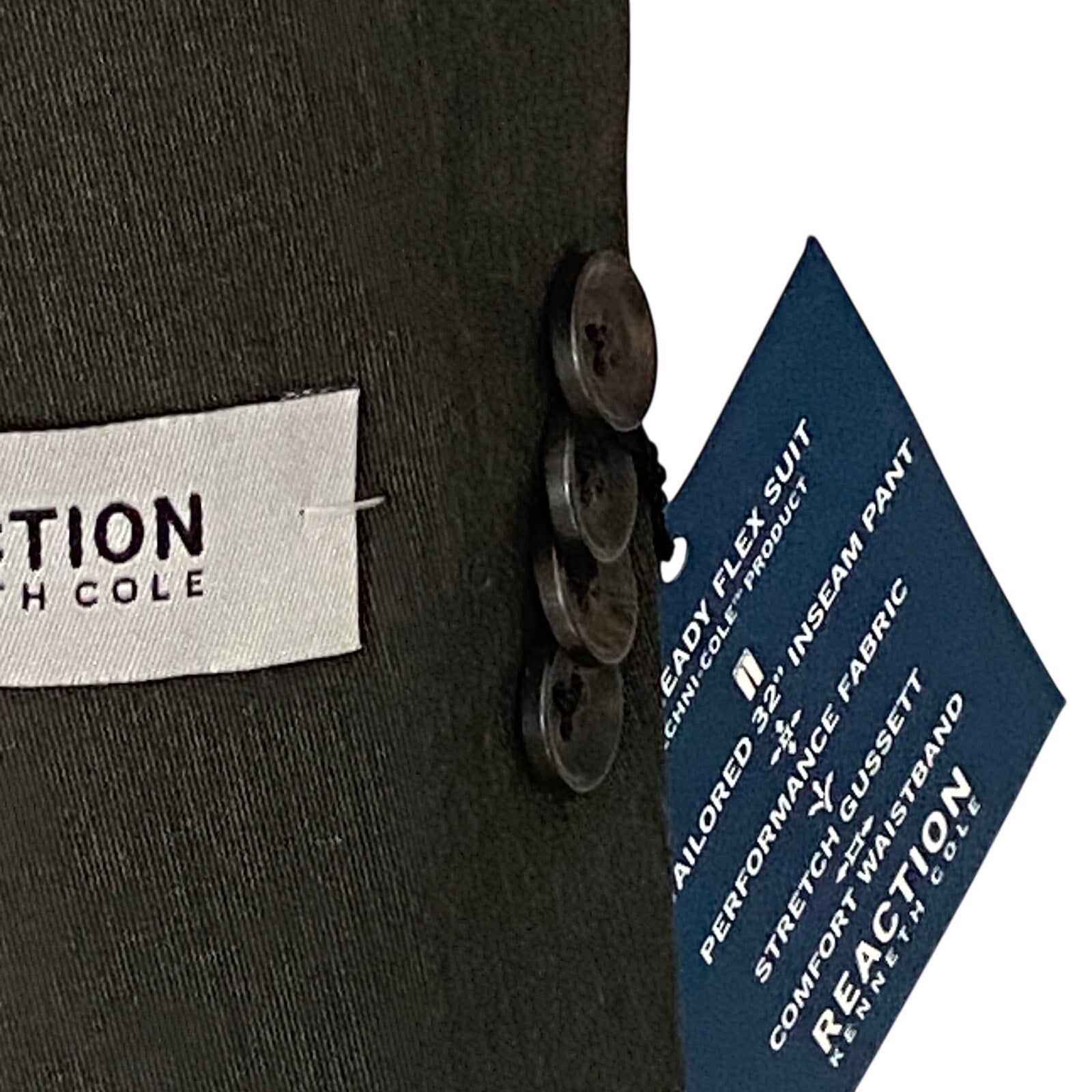 Kenneth Cole Suit Jacket Men's 38 Regular Reaction Flex Fabric Dark Grey NEW