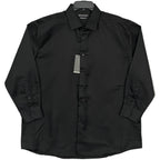 Geoffrey Beene Men's XL 17-17.5 32/33 Satin Stretch Dress Shirt Solid Black