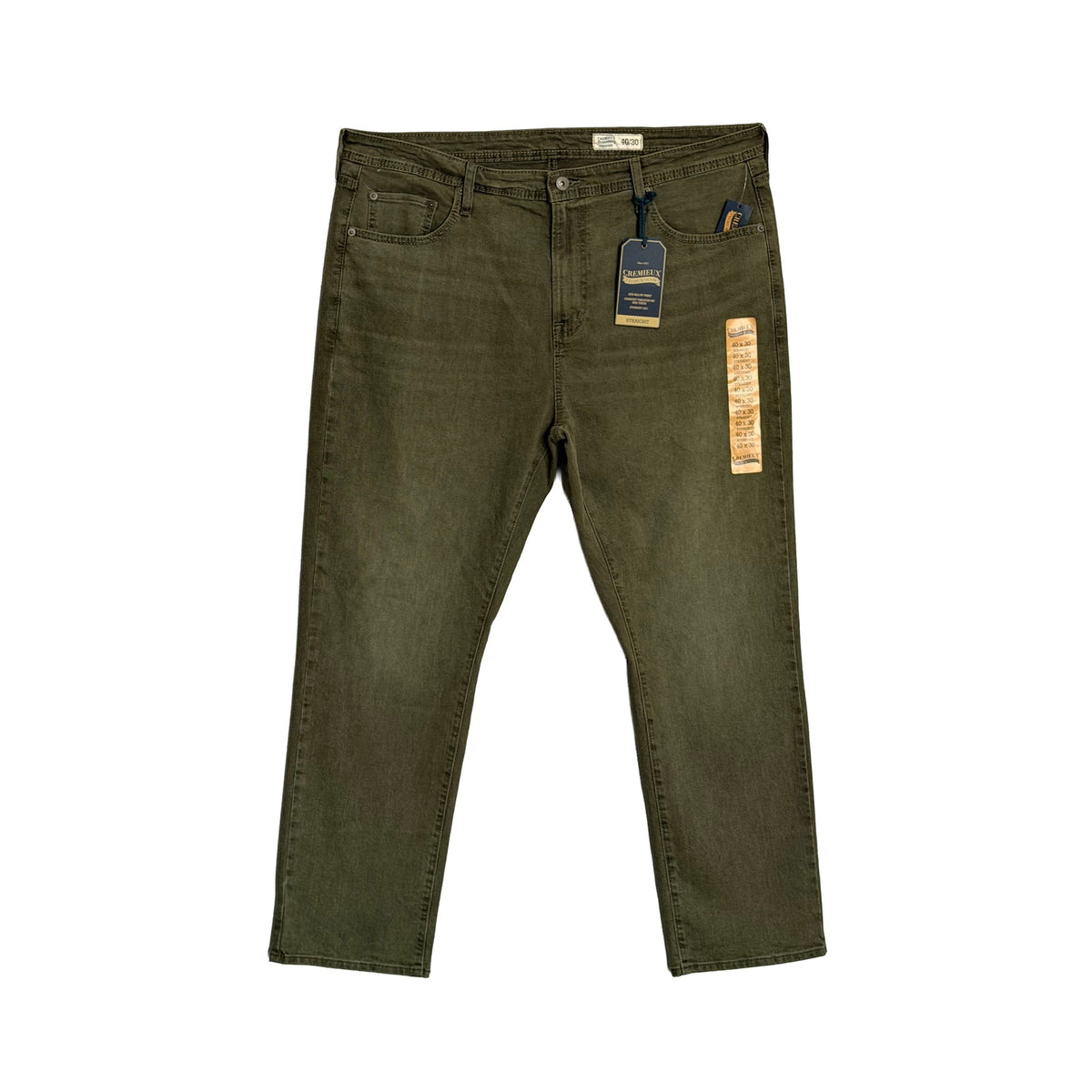 Daniel Cremieux Premium Denim Pants Men's 40"x30" Straight Fit Olive Green