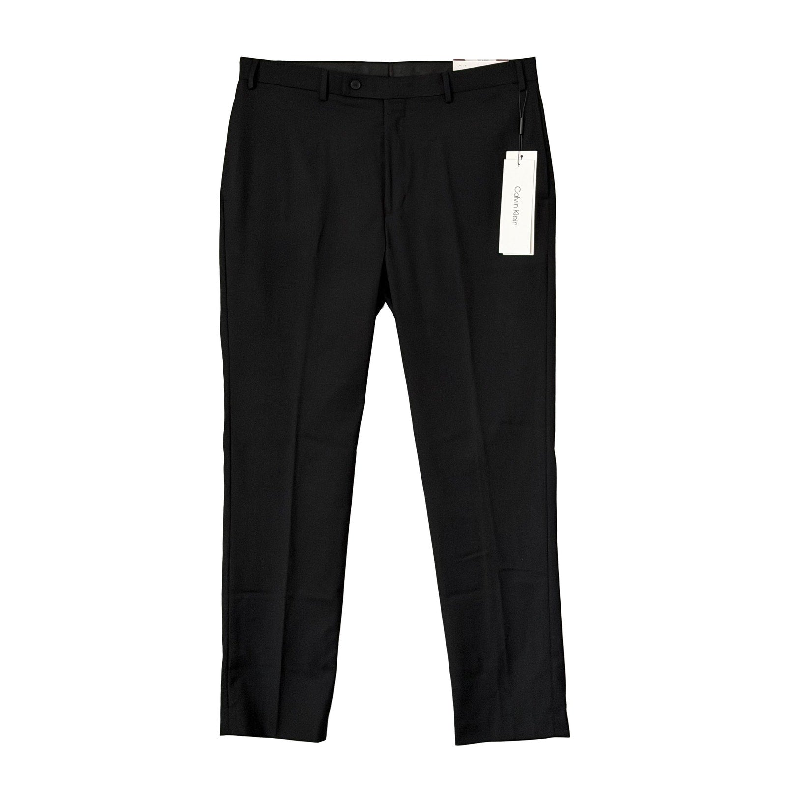 Calvin Klein Dress Pant Men's 36"x32" Slim Fit Stretch Waistband Solid Black