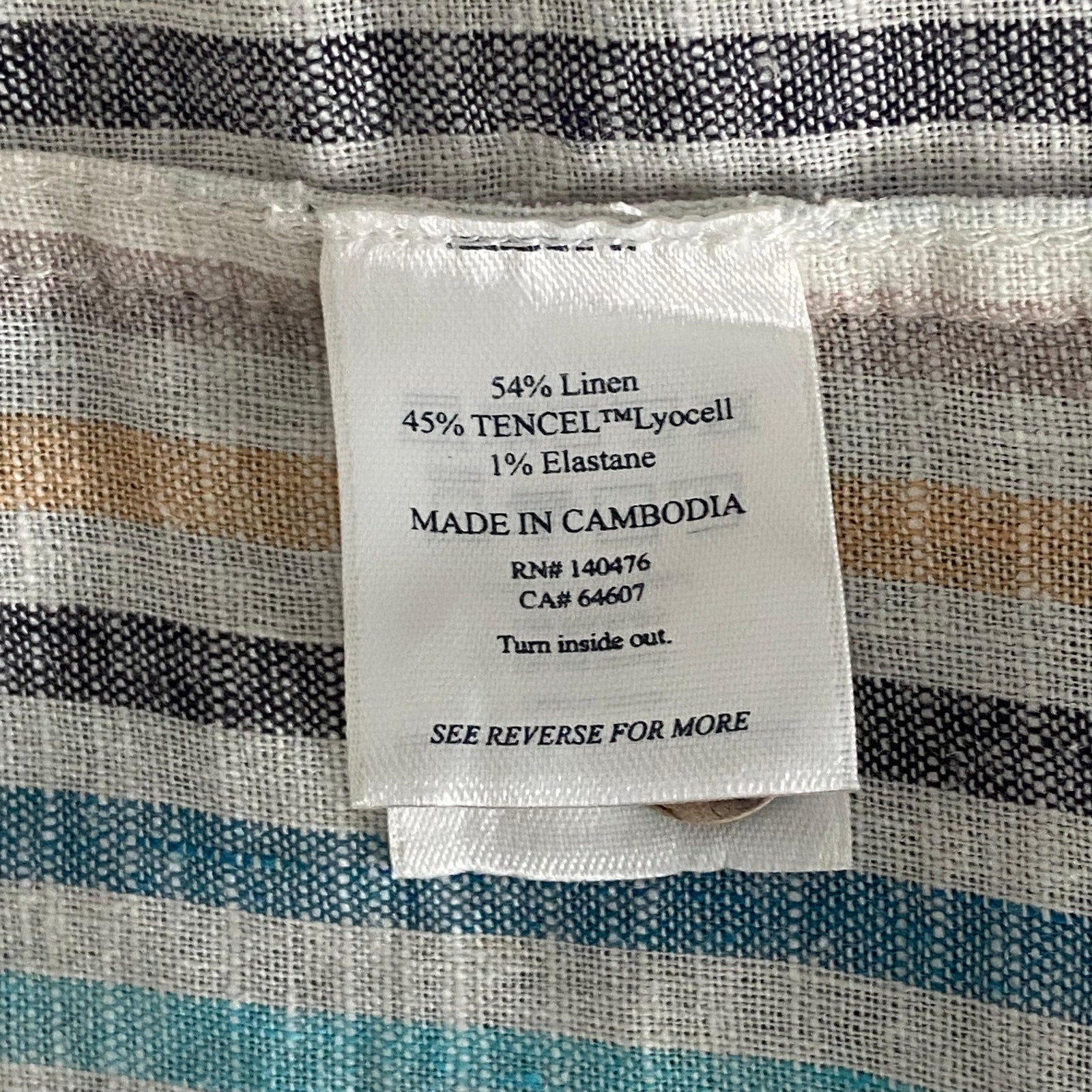 Faherty Shirt Men's Medium Breeze Shirt Short Slv Linen Multicolor Stripe