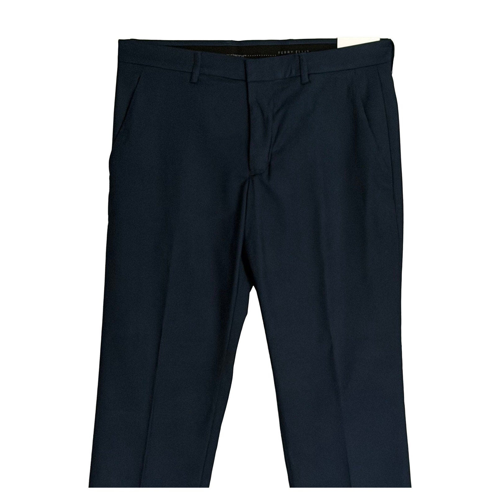 Perry Ellis Portfolio Pants Men's 30"x30" Slim Fit Flat Front Total Eclipse