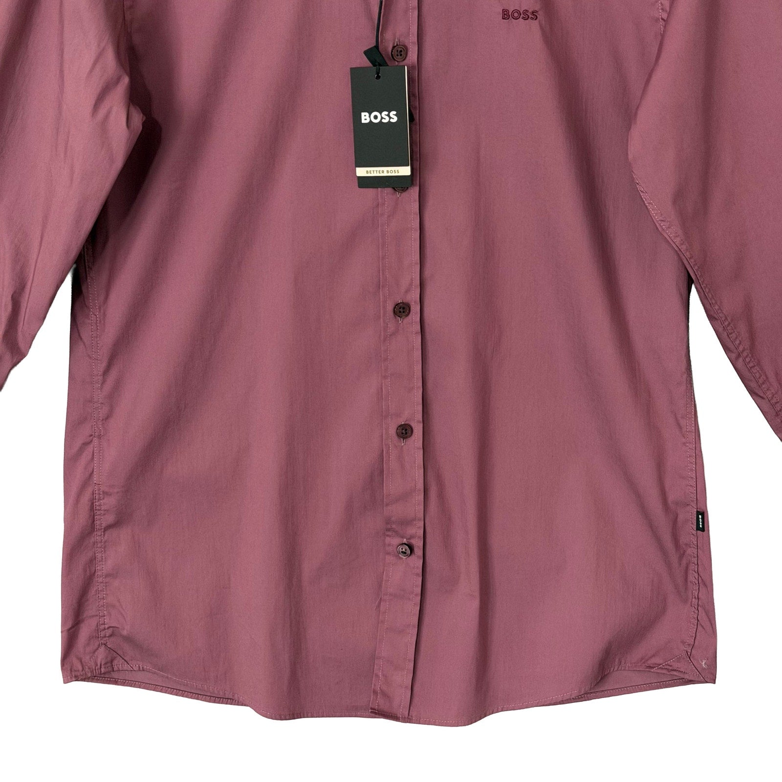 Boss Button-Down Shirt Men's Medium Roan Slim Fit Long Sleeve Wine Plum