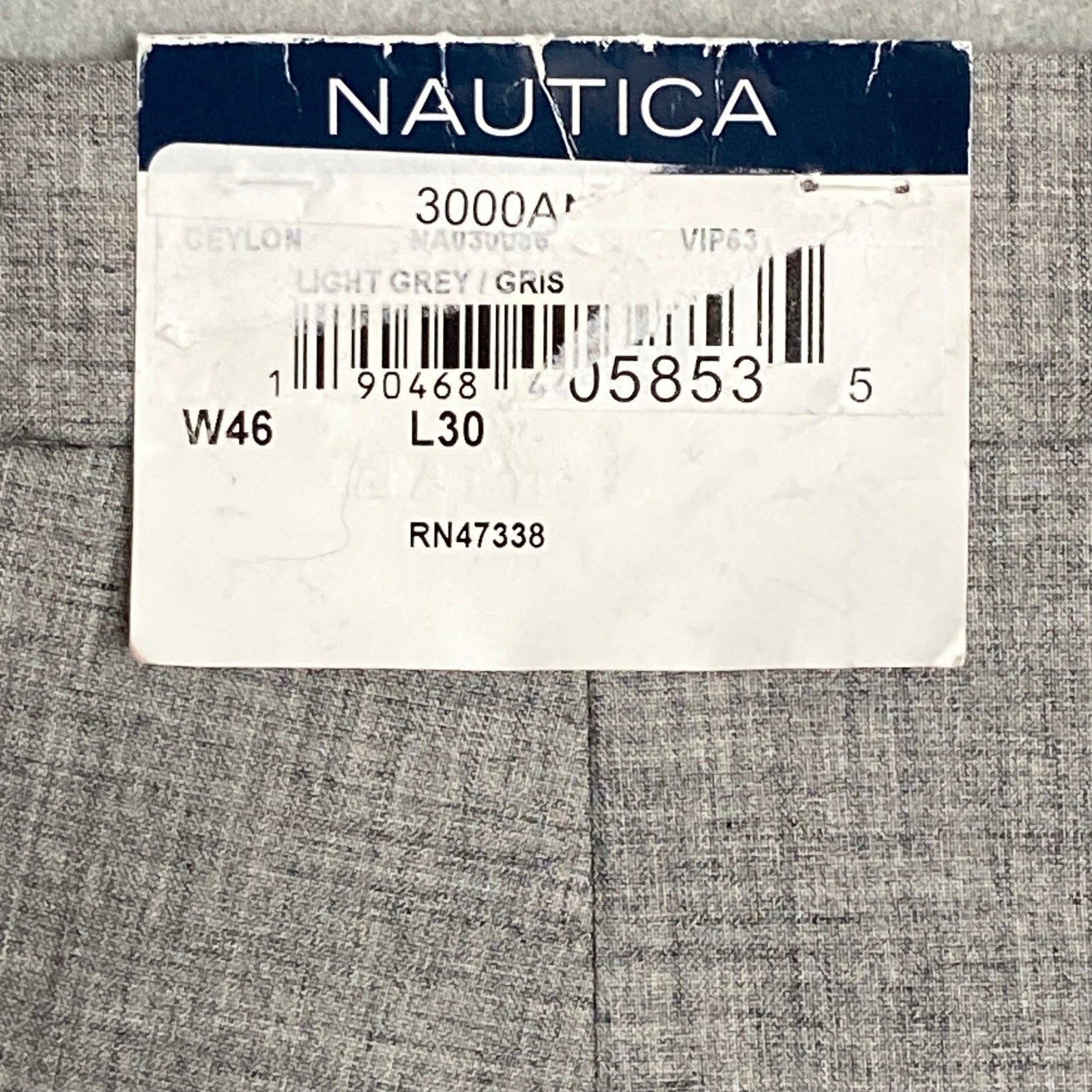 Nautica Ceylon Dress Pant Men's 46x30 Flat Front Active Stretch Light Grey