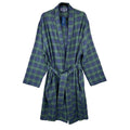Club Room Men's Robe Size L/XL Plaid Shawl Collar Flannel Robe Navy/Green