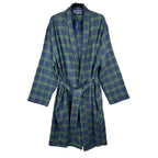 Club Room Men's Robe Size L/XL Plaid Shawl Collar Flannel Robe Navy/Green