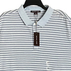 Michael Kors Polo Shirt Men's XXL Short Slv Cotton-Silk Pastel Blue Stripe