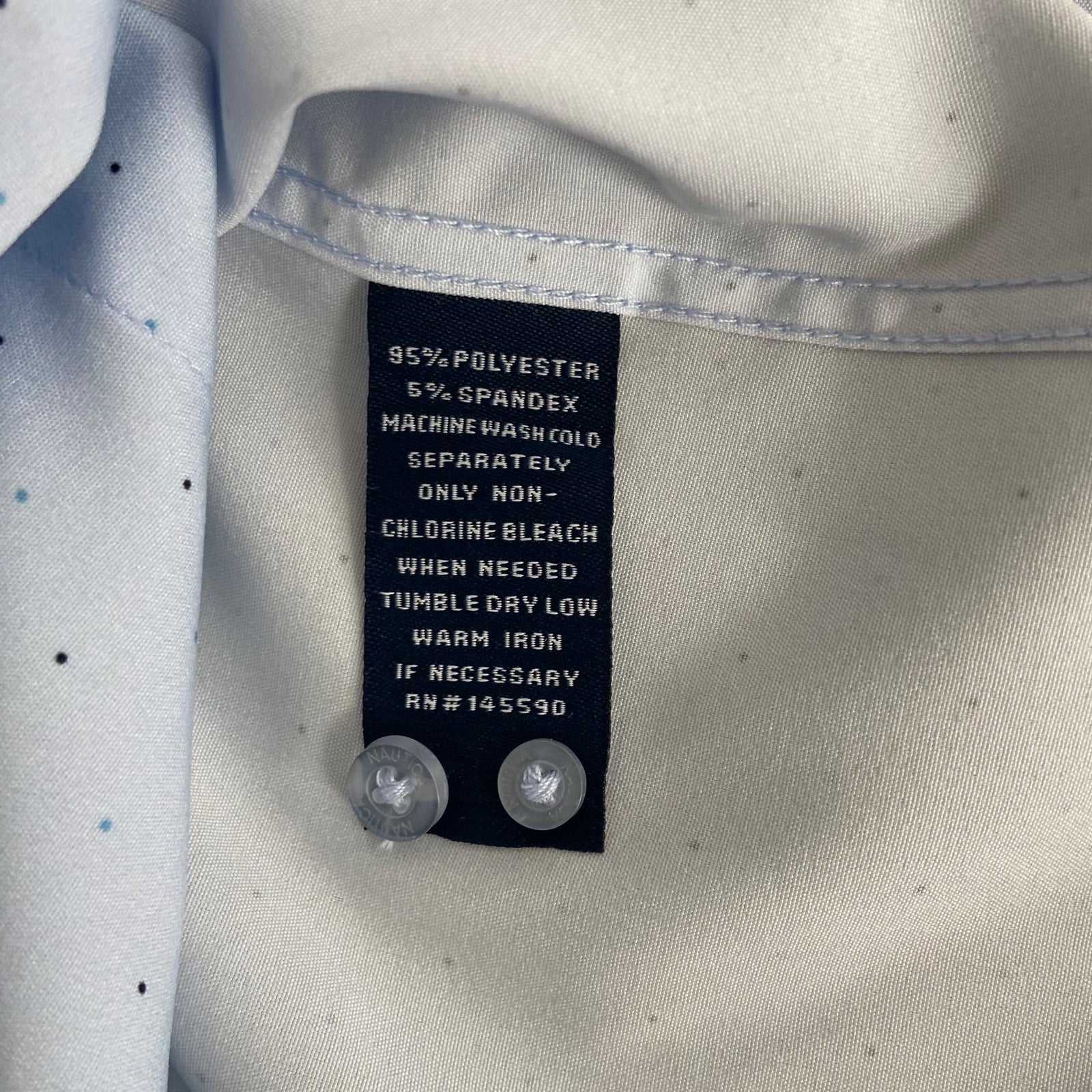 Nautica Dress Shirt Men's 15-15.5 34/35 Performance Slim Fit Blue Dot