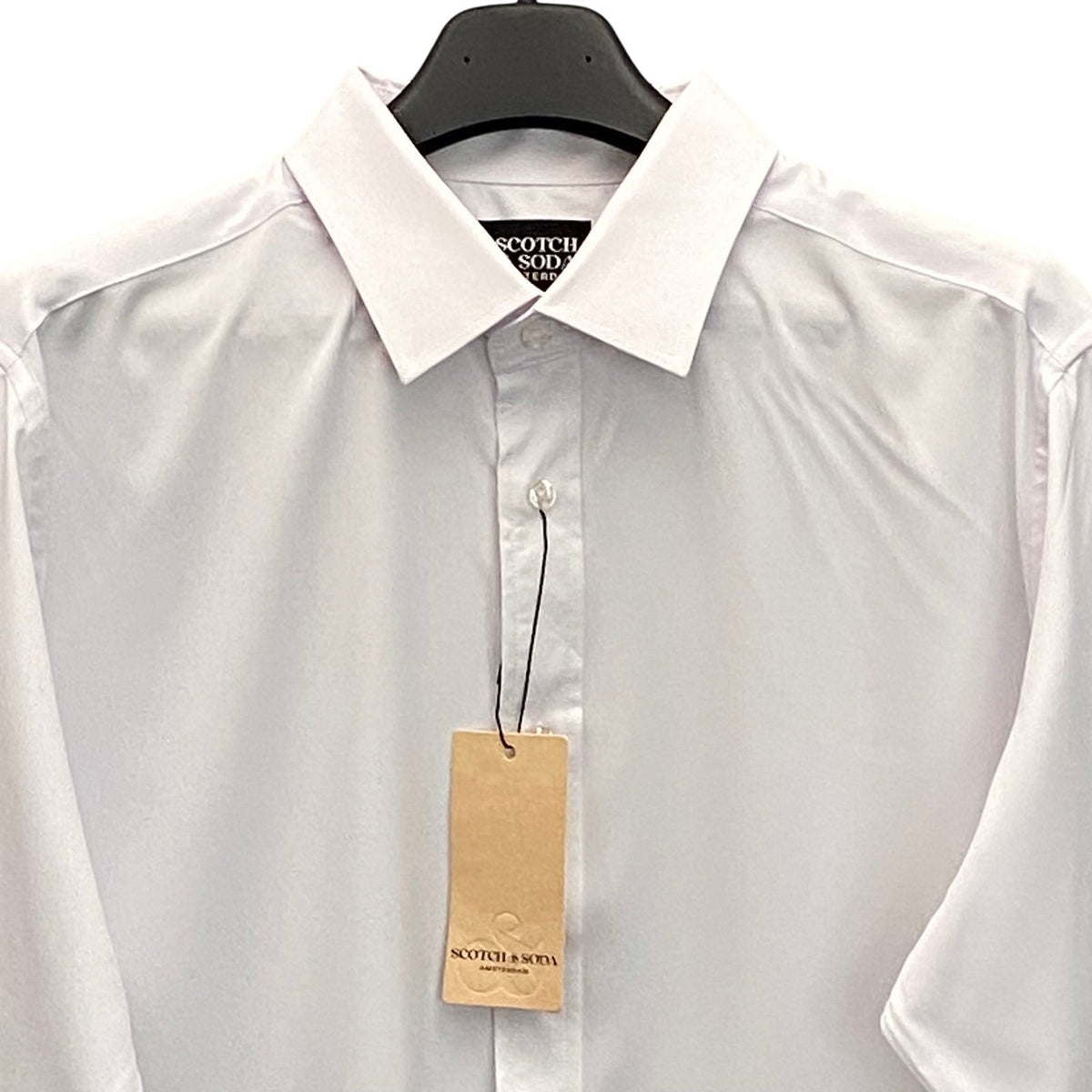 Scotch & Soda Dress Shirt Men's 18 34/35 Modern Fit Point Collar Solid White