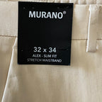 Murano Dress Pants Men's 32x34 Alex Slim Fit Flat Front Solid Cream