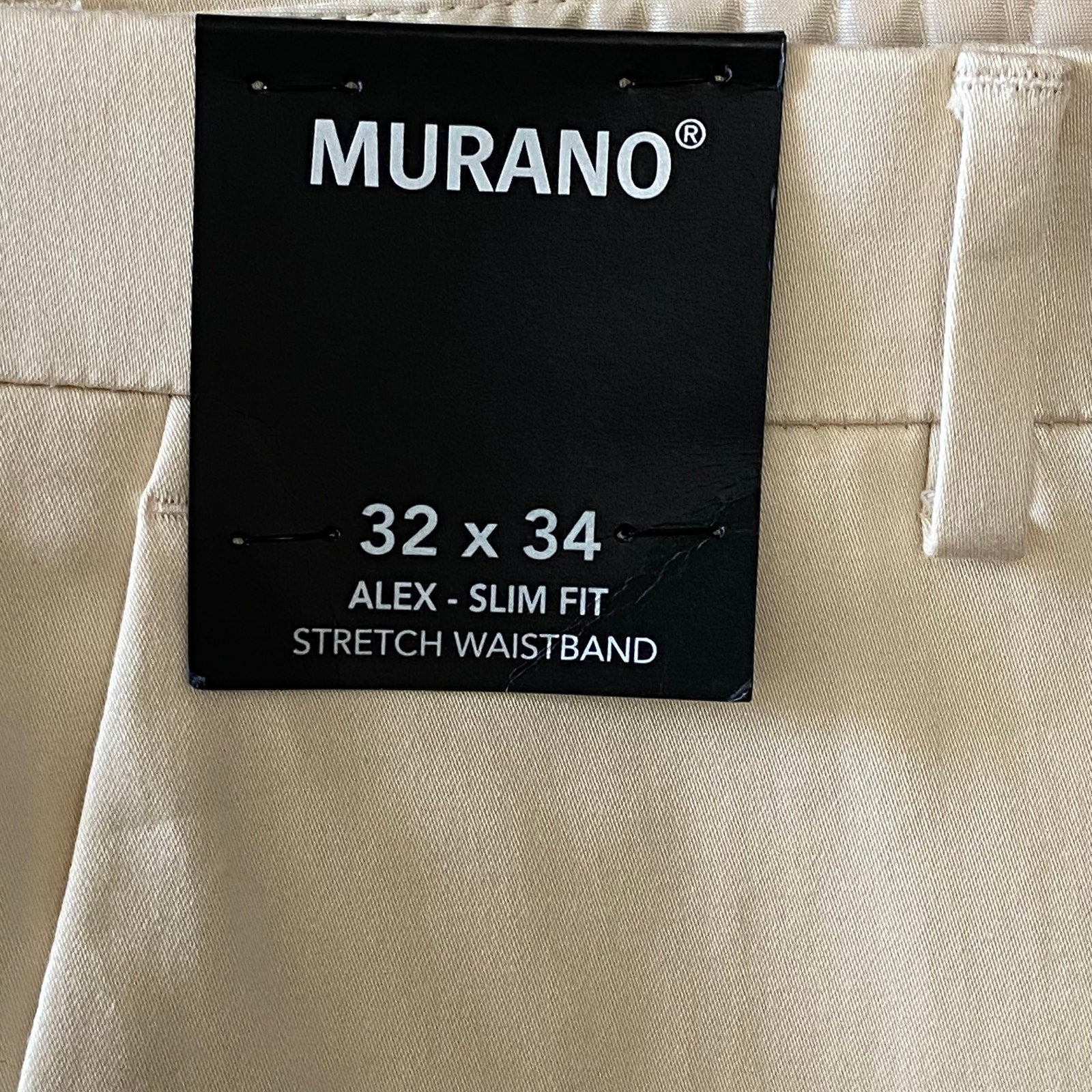 Murano Dress Pants Men's 32x34 Alex Slim Fit Flat Front Solid Cream