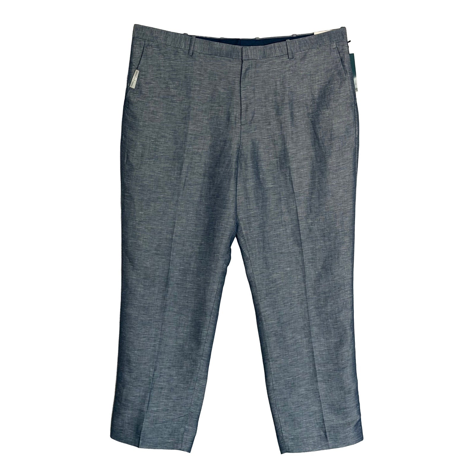 Perry Ellis Portfolio Pants Men's 42"x30" Modern Fit Linen Blend Blueprint