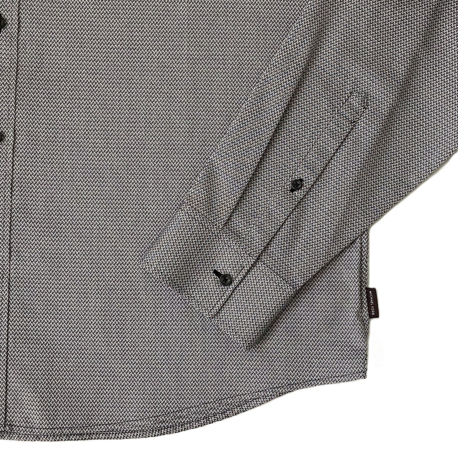 Michael Kors Dress Shirt Men's XXL Button-Down Slim Fit Black/White Geo