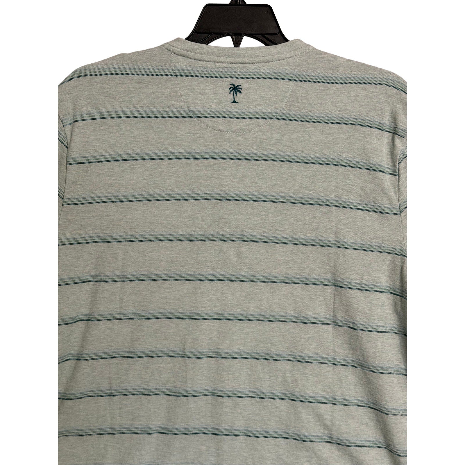 Tommy Bahama Henley Men's Large Short Slv "Soleil Stripe Henley" Overcast