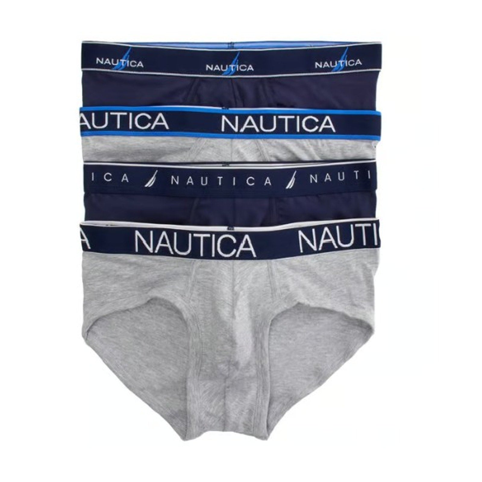Nautica Men's Large 36-38 Heathers Briefs 4-Pack Gray Blue
