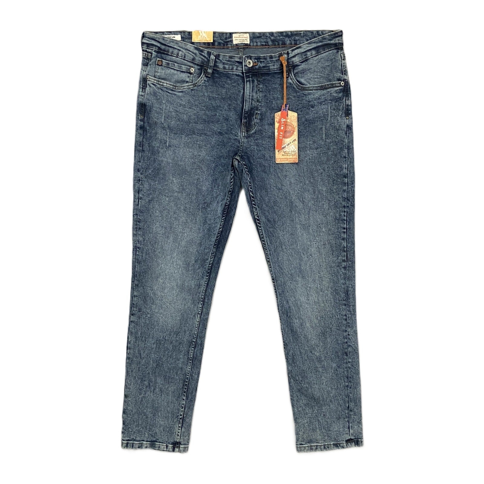 Weatherproof Vintage Men's 40x32 Slim Fit Vintage Soft-Lux Blue Denim Jeans