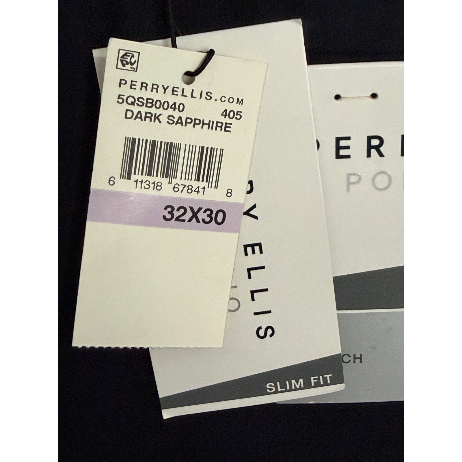 Perry Ellis Portfolio Pants Men's 32"x30" Slim Fit Dress Pant Dark Sapphire