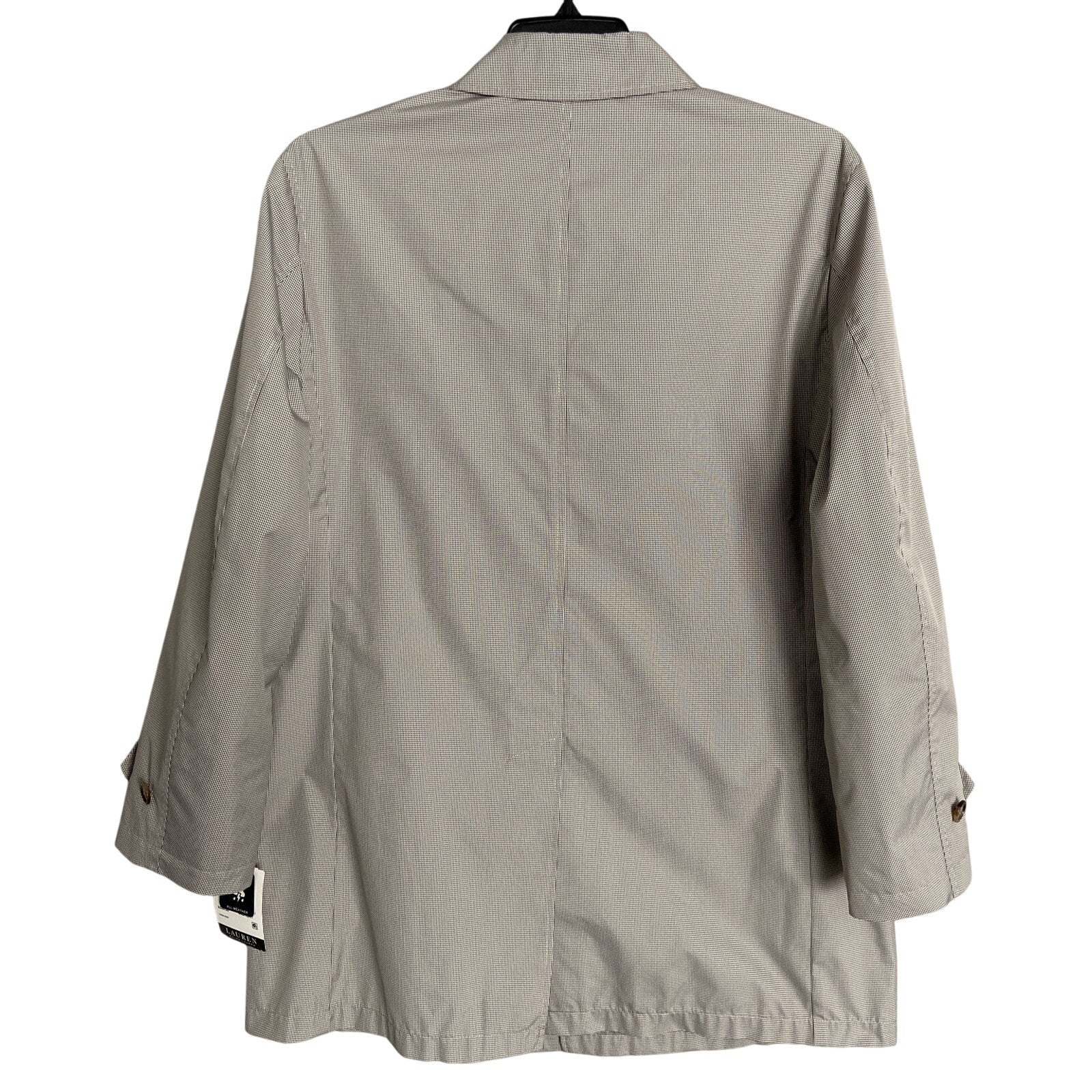 Lauren Ralph Lauren Raincoat Men's 40 Regular Cream Brown Houndstooth