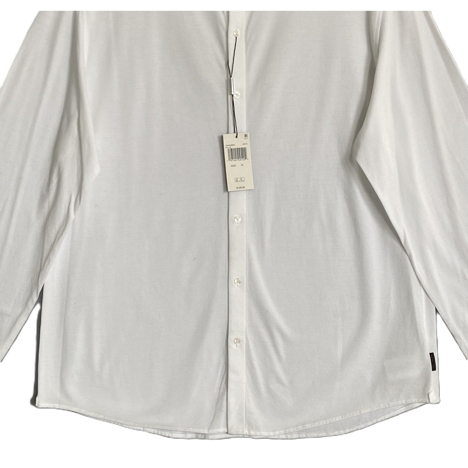 Michael Kors Dress Shirt Men's XL Slim Fit Long Sleeve Stretch White Knit