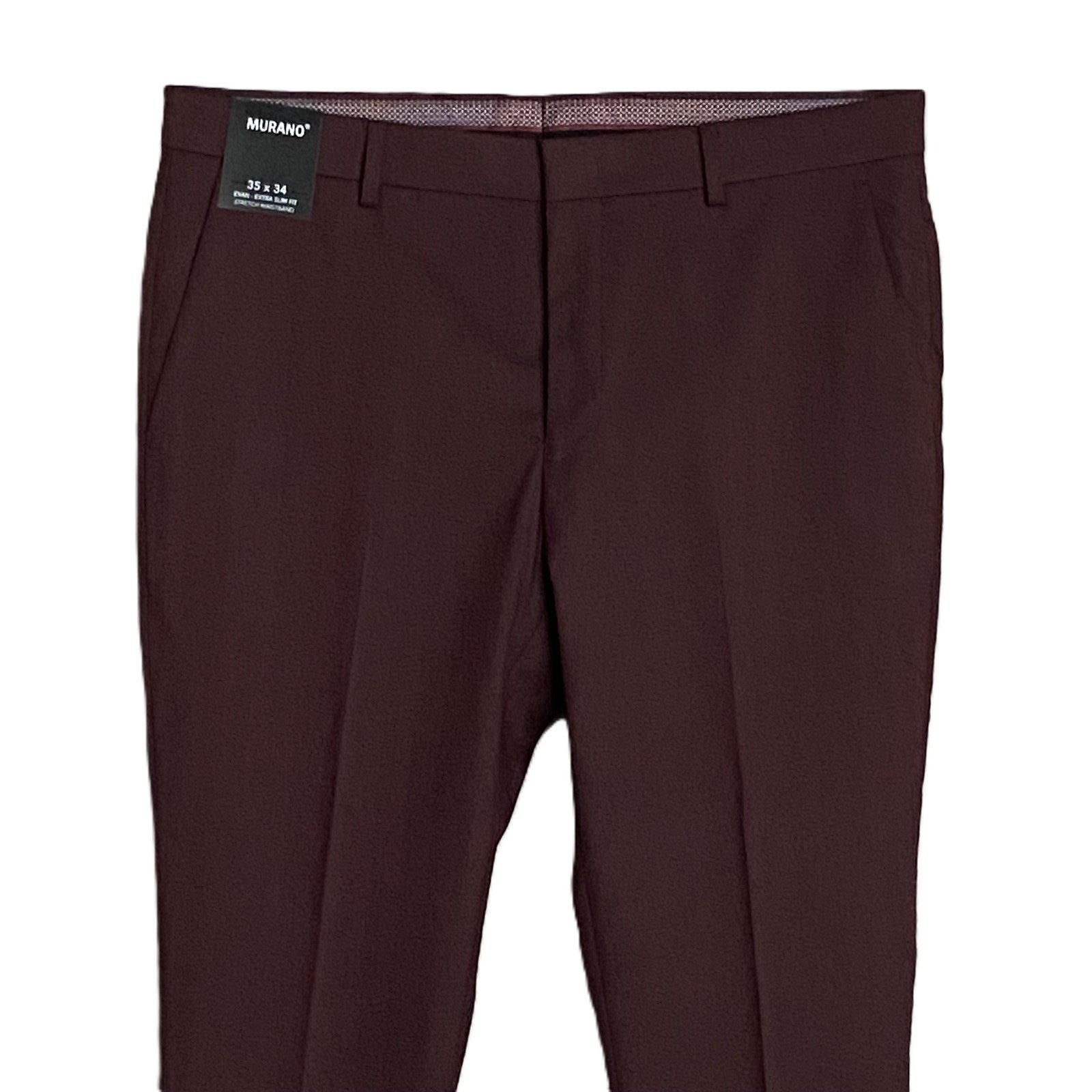 Murano Men's 35x34 Evan Extra Slim Fit Dress Pant Stretch Burgundy