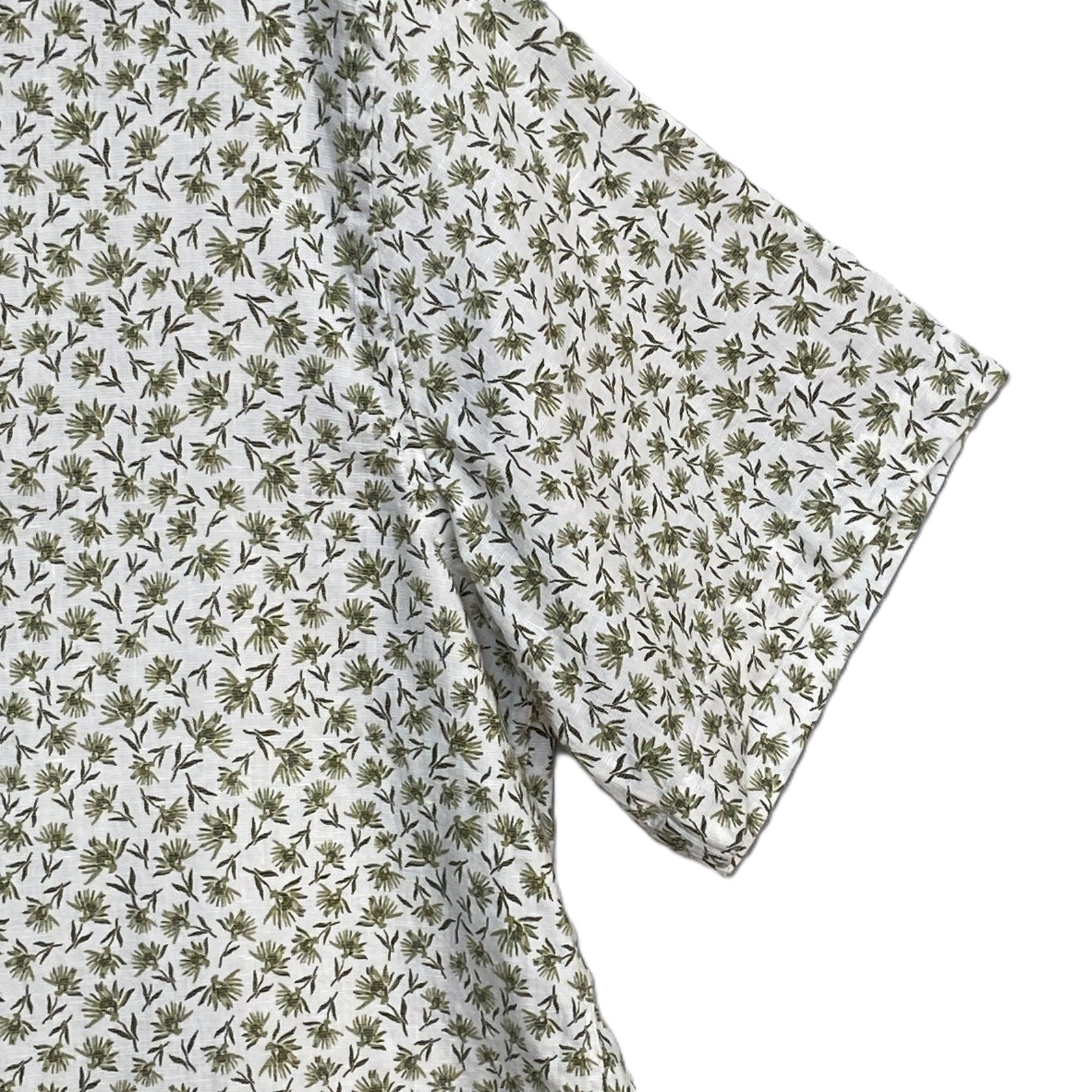 Boss Shirt Men's 4XL Big & Tall Short Slv Stretch Linen Shirt Green Floral