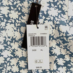 Michael Kors Camp Shirt Men's XL Relaxed Fit Blue Chambray White Floral