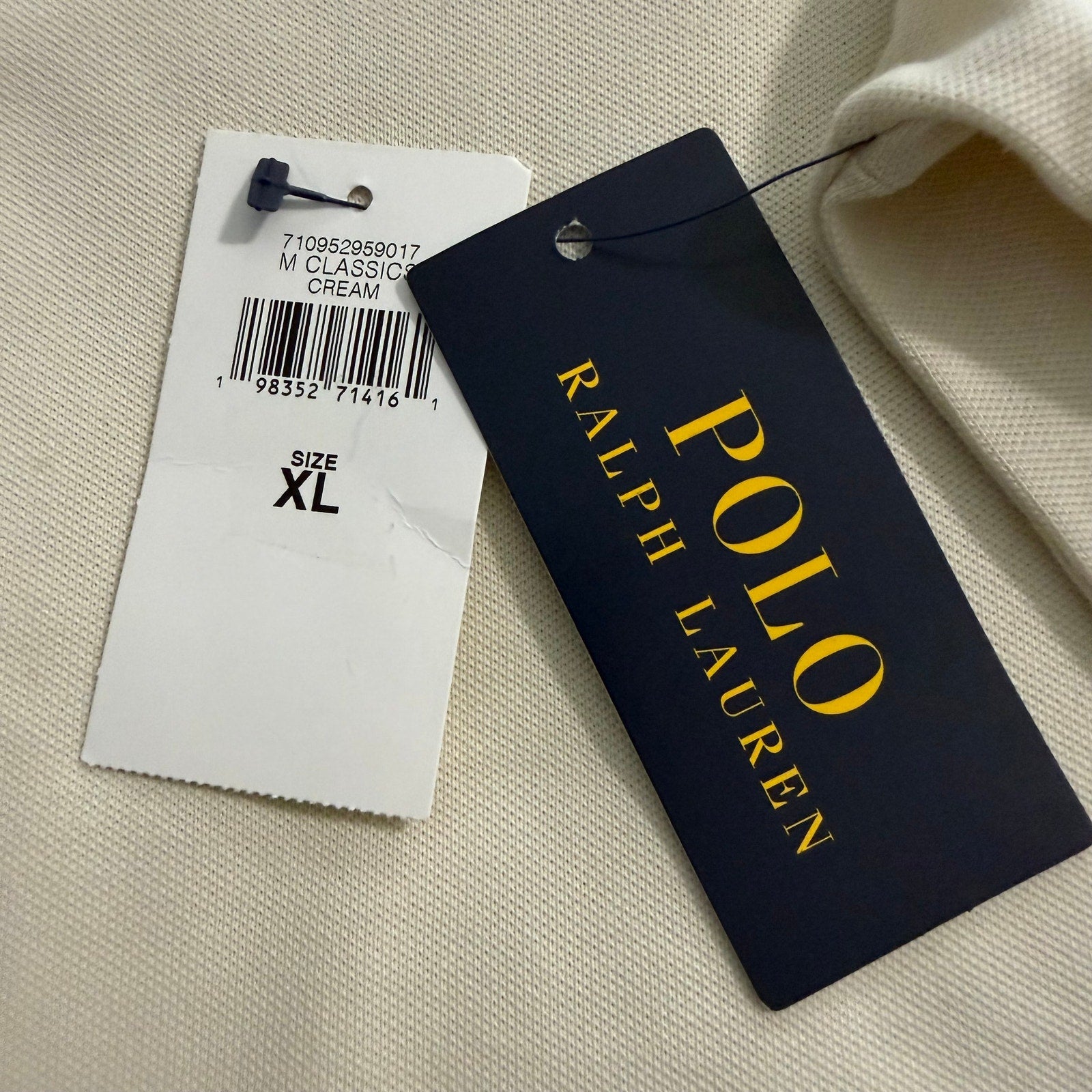 Polo Ralph Lauren Polo Shirt Men's XL Classic Fit Short Sleeve Stretch Cream