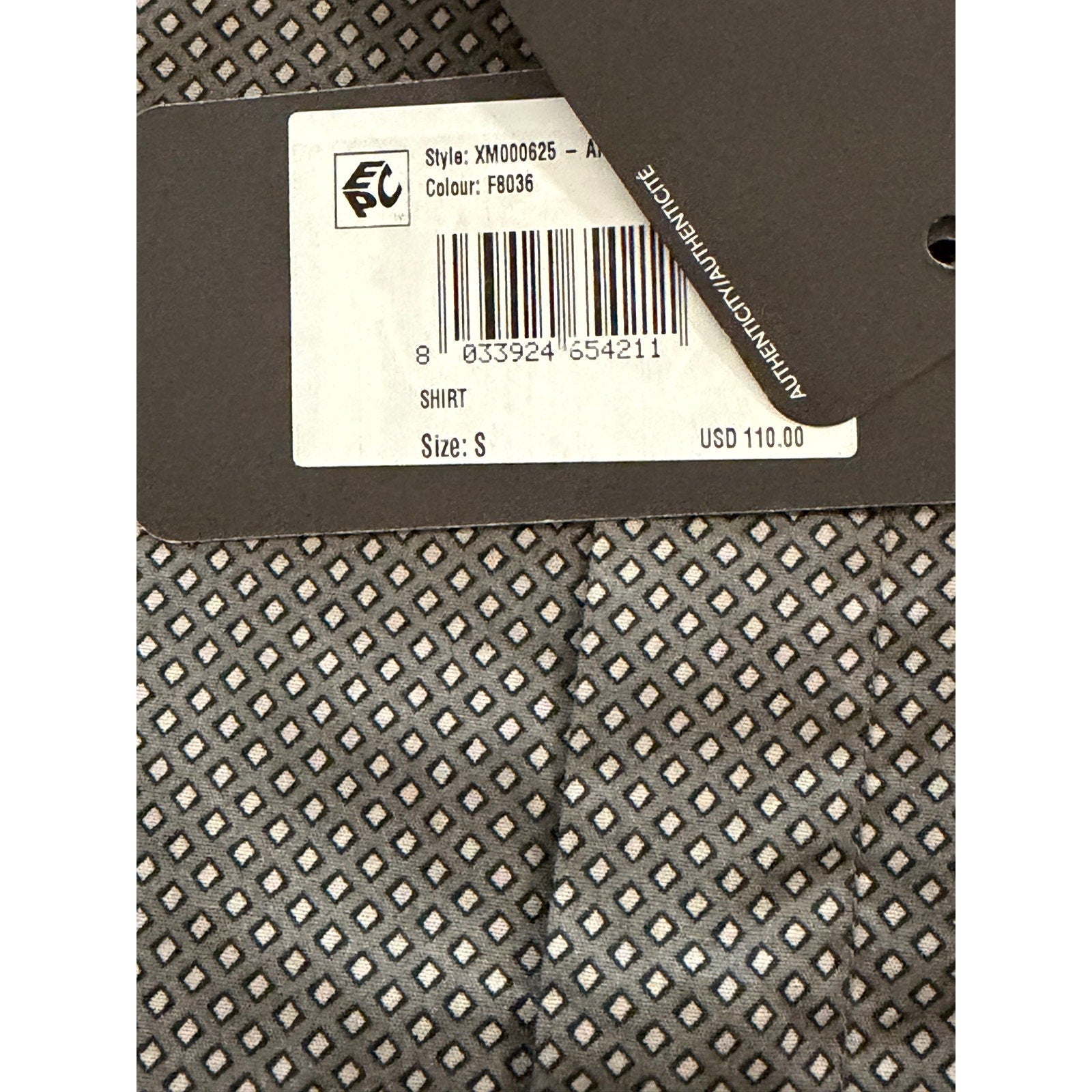 Armani Exchange Dress Shirt Men's Small Slim Fit Stretch Sage Diamond