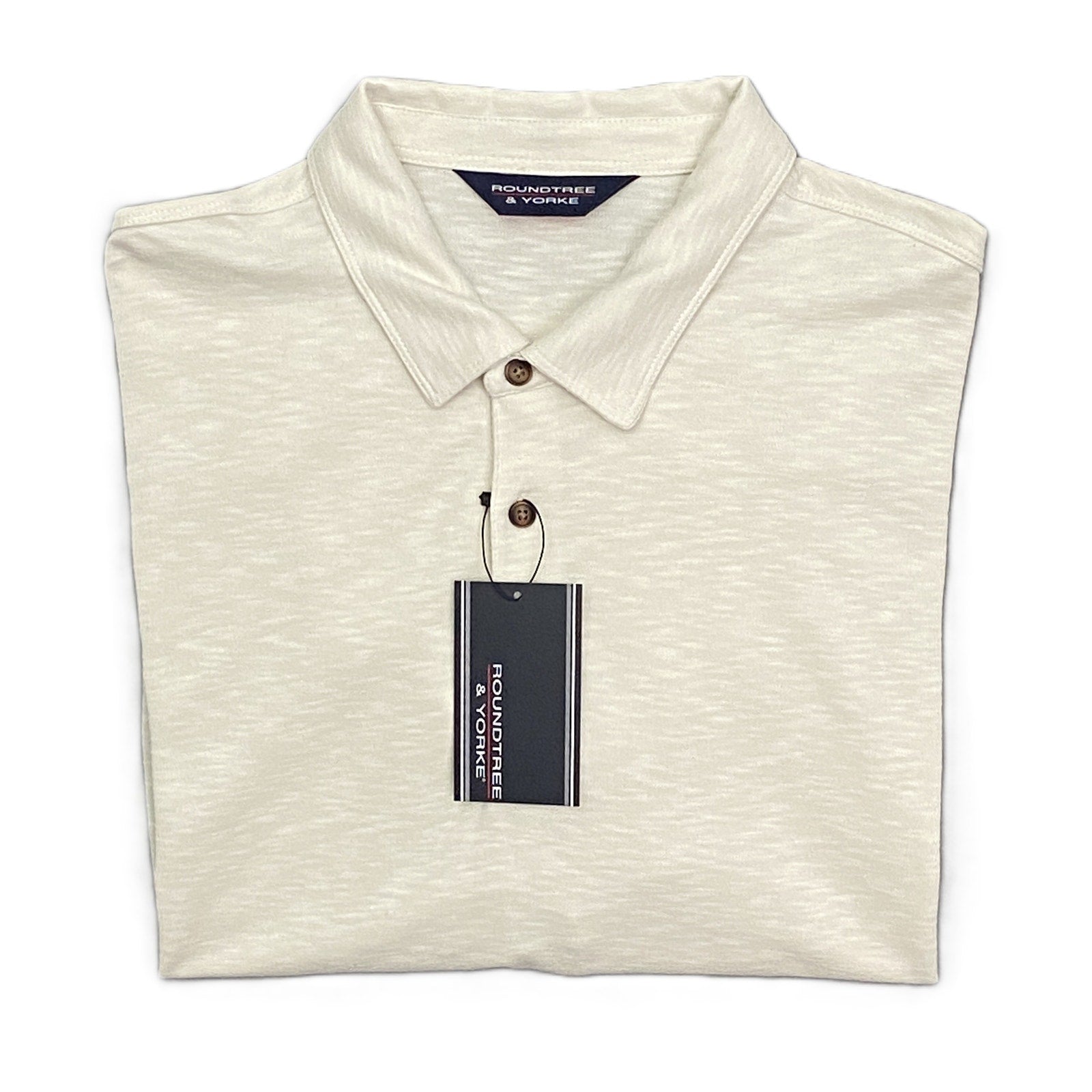Roundtree & Yorke Men's Big & Tall XXL Long Sleeve Polo Shirt Cream