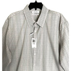 Calvin Klein Shirt Men's XL Stain Shield Extra Slim Fit Long Sleeve Plaid