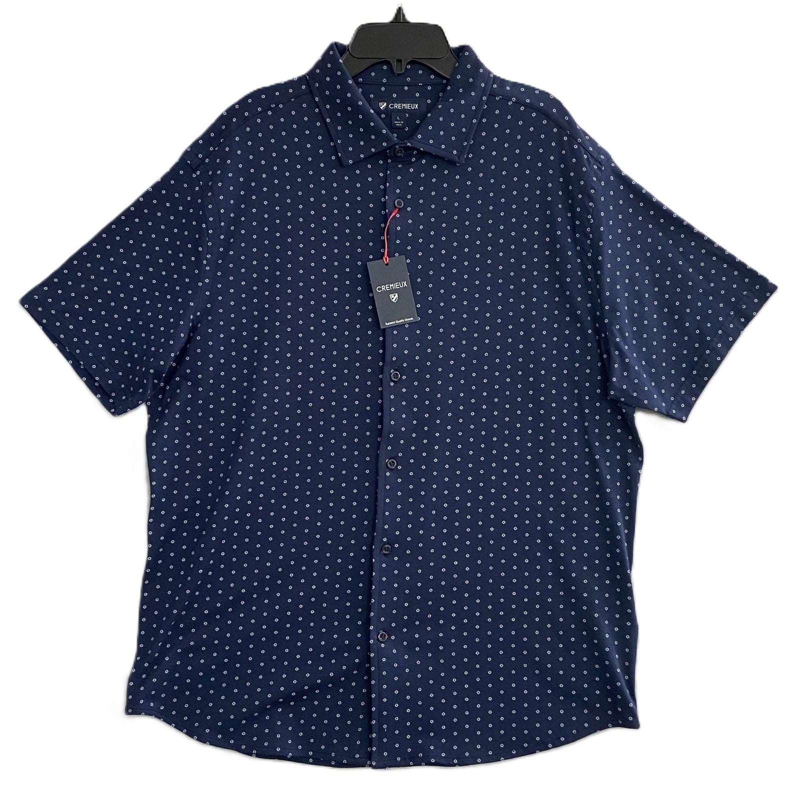 Daniel Cremieux Shirt Men's Large Short Sleeve Button-Up Supima Cotton Blue