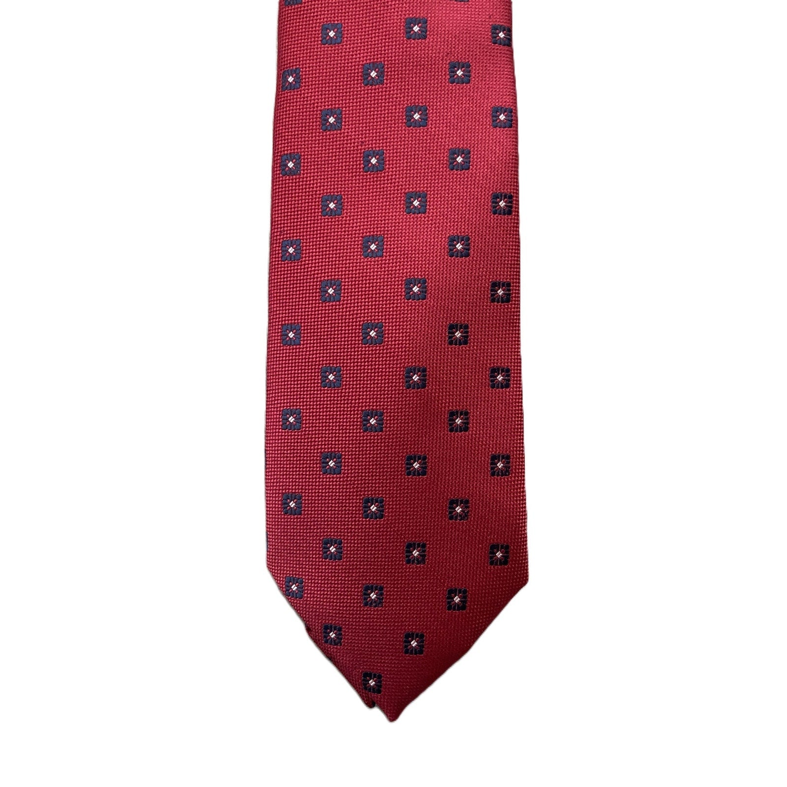 Club Room Necktie 3" Bowie Neat Red Geo Standard Length NEW
