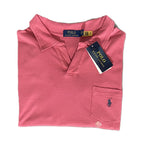 Polo Ralph Lauren Shirt Men's Medium Buttonless Polo Cotton Linen Blend Red