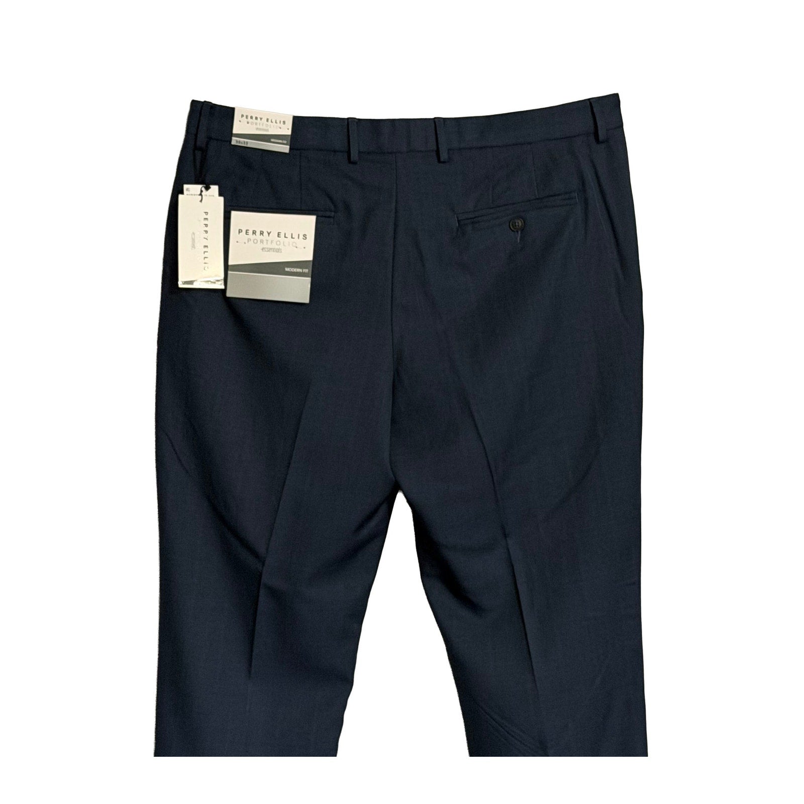 Perry Ellis Portfolio Pants Men's 36"x32" Modern Fit Dress Pants Mood Indigo