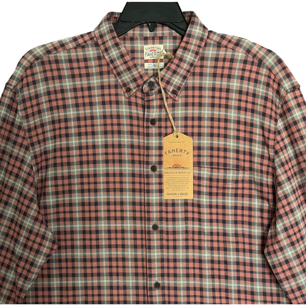 Faherty Coastline Knit Shirt Men's XXL Long Slv Supima Cotton Stretch Plaid