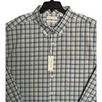 Roundtree & Yorke Performance Dress Shirt Men's 4XB LS Big & Tall Blue Plaid